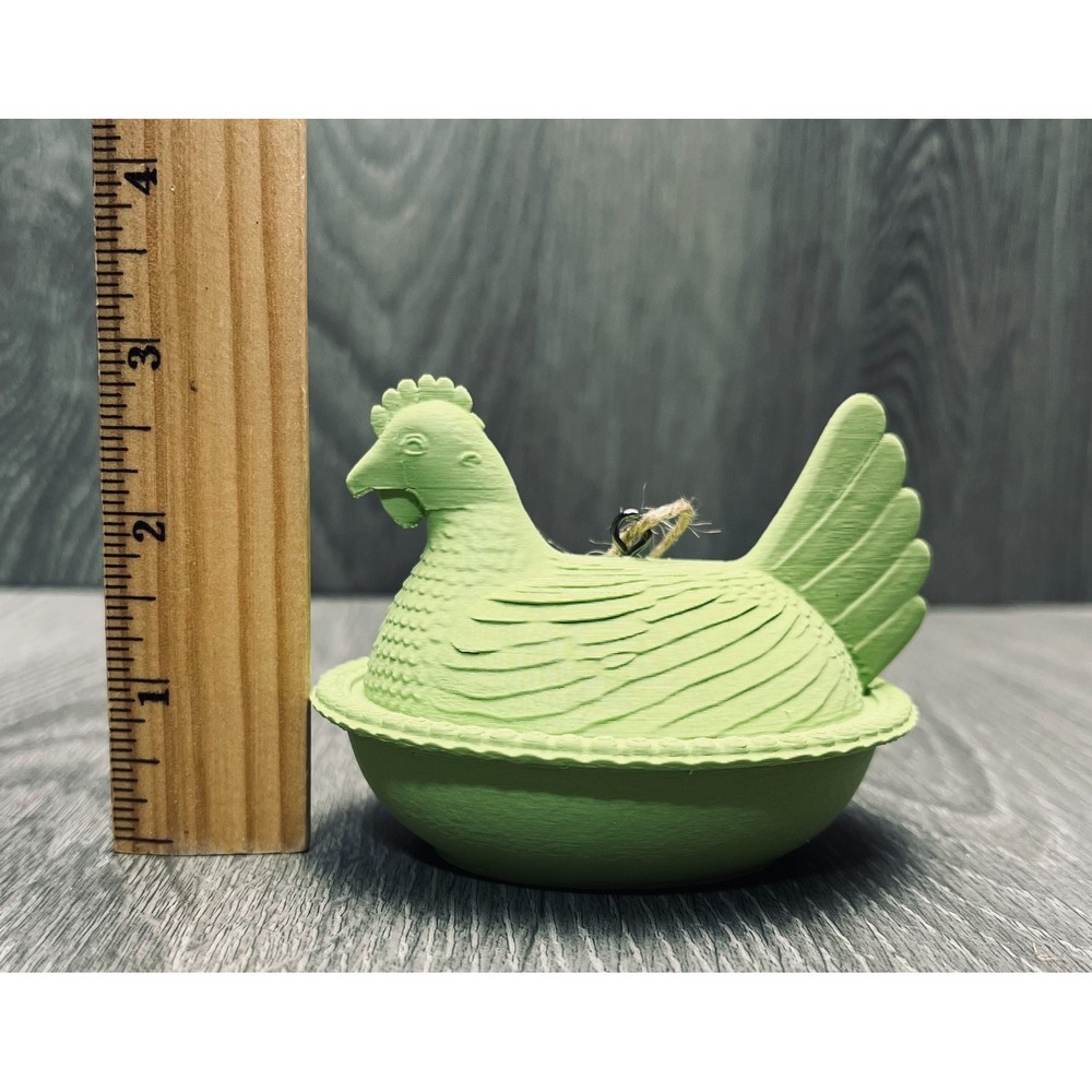 4PC Hen on Nest Chicken HON Ornaments 3D Printed Rustic Farmhouse Decor Green - Picture 6 of 6